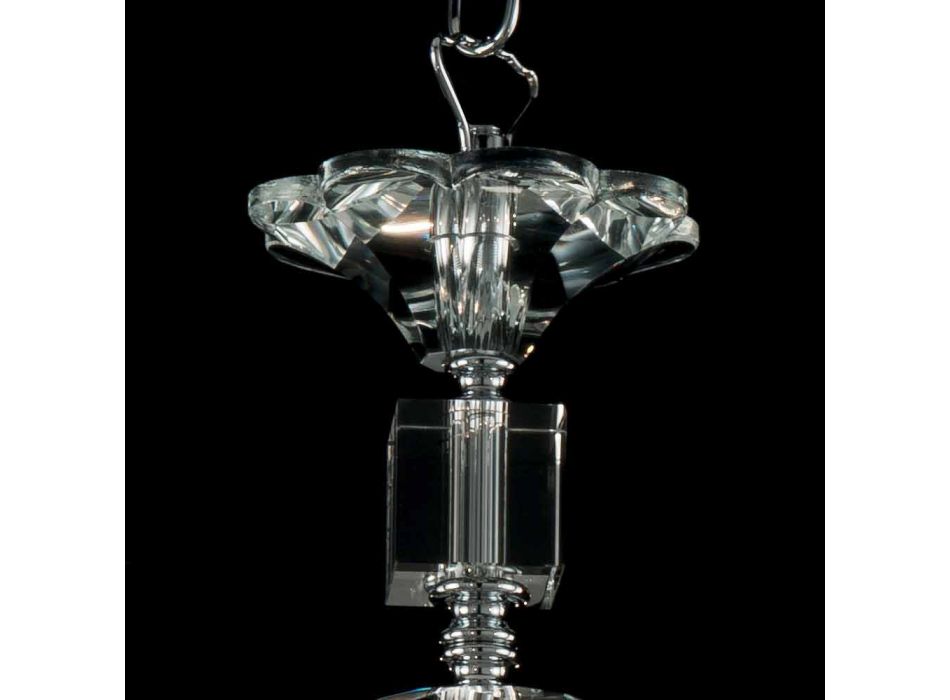 ontwerp kroonluchter 6 lampjes glas en cristallo Ivy, made in Italy Viadurini
