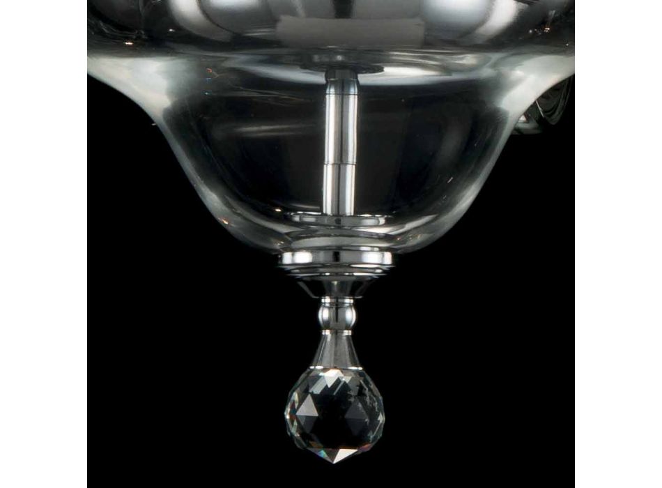 ontwerp kroonluchter 6 lampjes glas en cristallo Ivy, made in Italy Viadurini