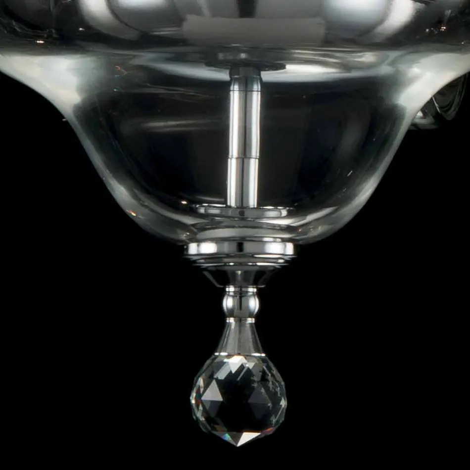 ontwerp kroonluchter 6 lampjes glas en cristallo Ivy, made in Italy Viadurini