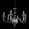 ontwerp kroonluchter 6 lampjes glas en cristallo Ivy, made in Italy