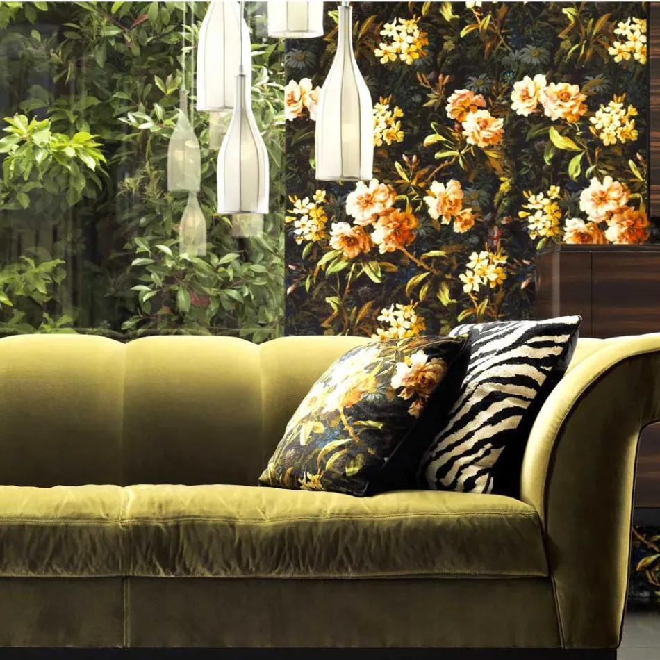 Design kroonluchter met 6 lampenkappen Grilli Mathusalem gemaakt in Italië Viadurini