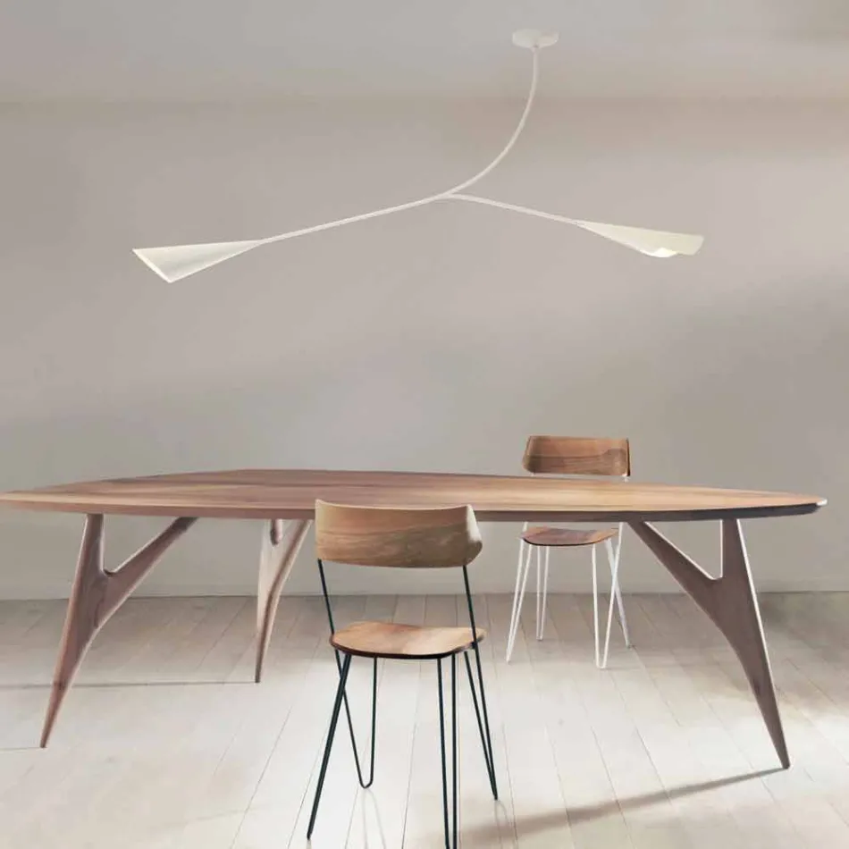 Handgemaakte wit geschilderde stalen kroonluchter gemaakt in Italië - Elica Viadurini