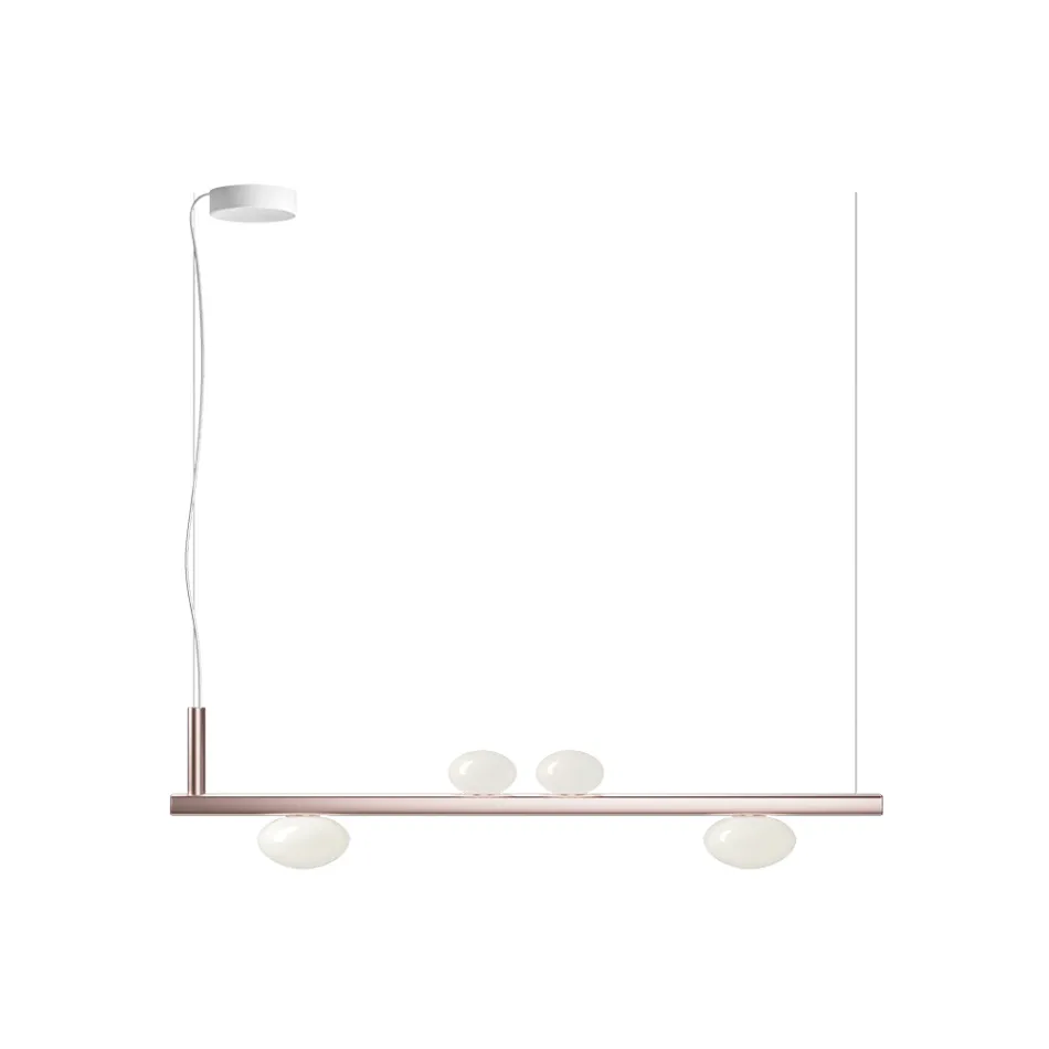 Aluminium kroonluchter met wit geblazen glazen licht - Alma Viadurini