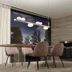 Aluminium kroonluchter met wit geblazen glazen licht - Alma Viadurini