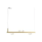 Aluminium kroonluchter met wit geblazen glazen licht - Alma Viadurini