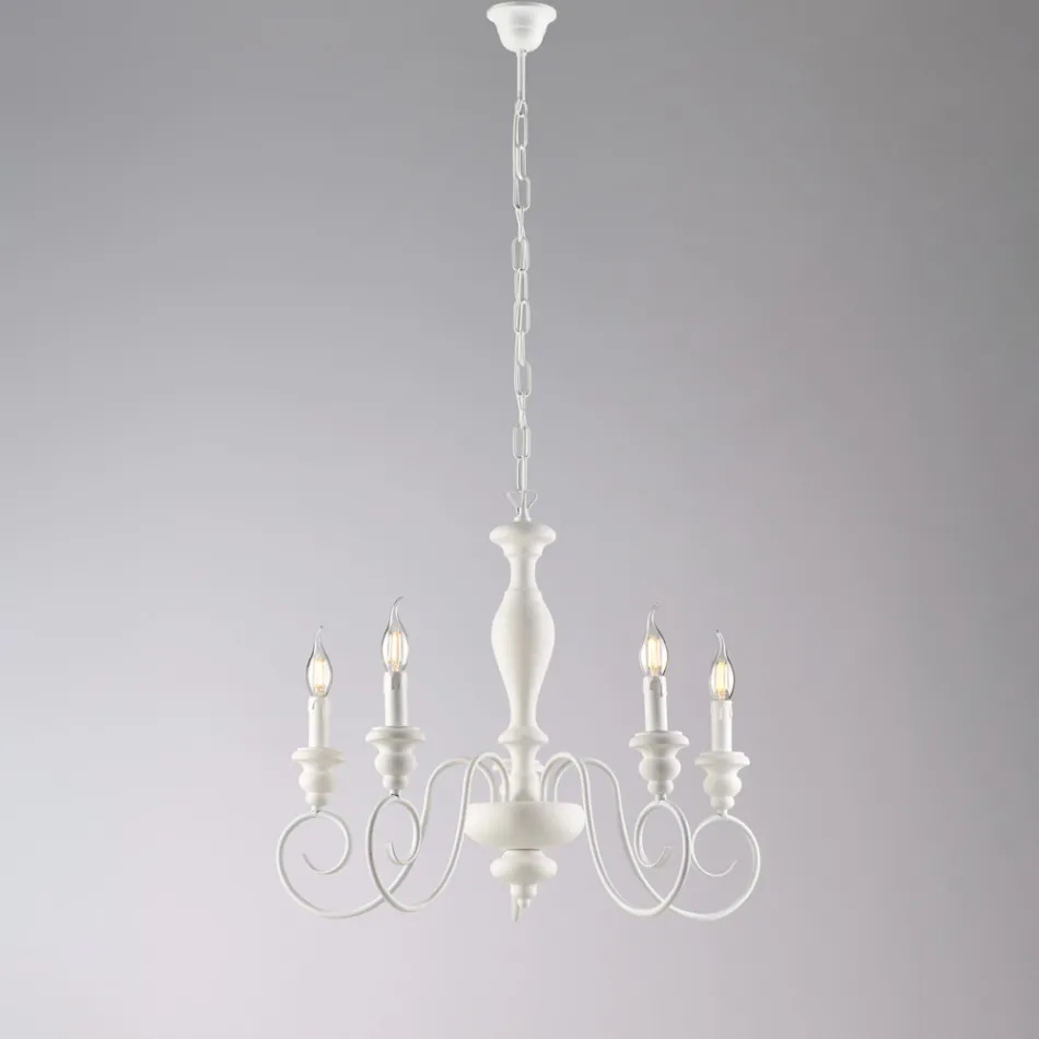 Italiaanse kroonluchter van hout en gelakt ijzer voor interieurdecoratie - Toscane Viadurini