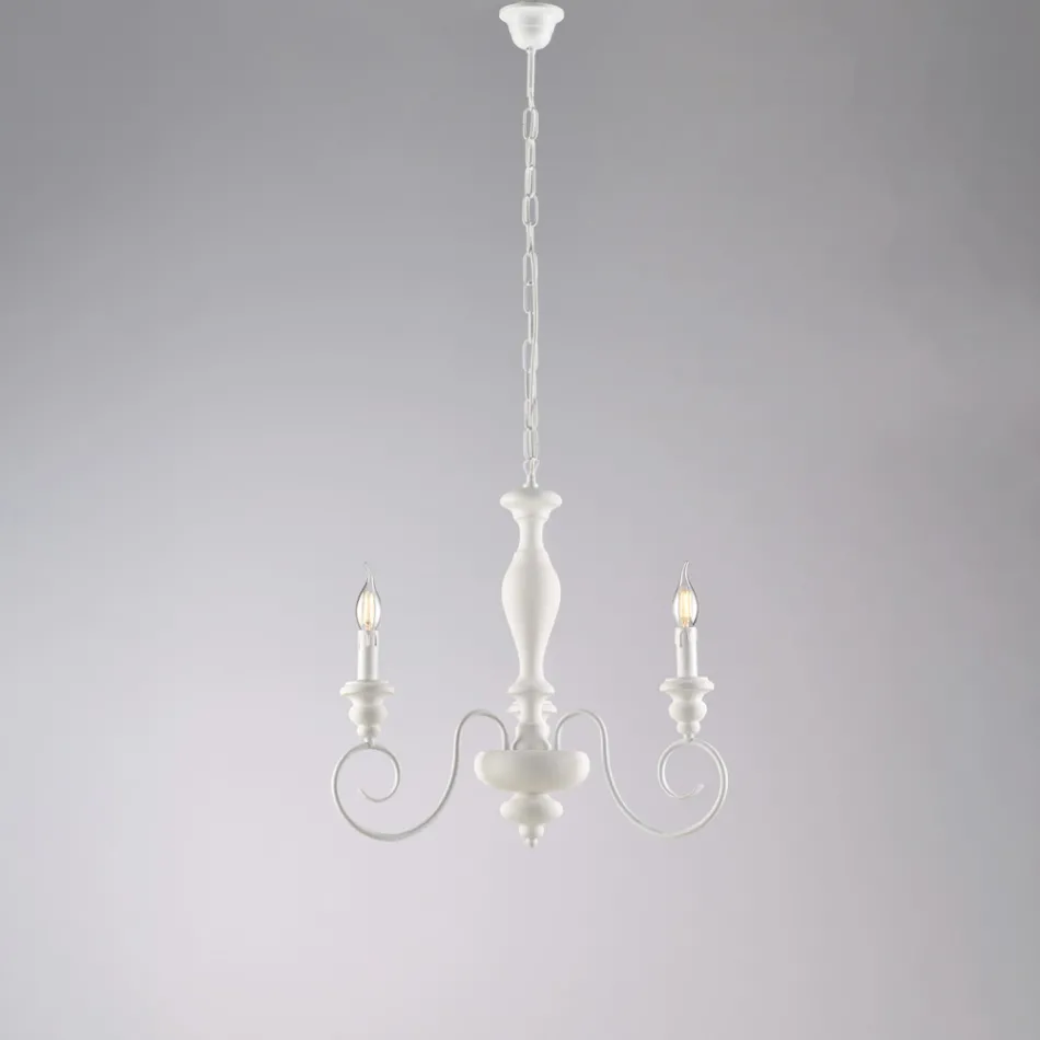 Italiaanse kroonluchter van hout en gelakt ijzer voor interieurdecoratie - Toscane Viadurini