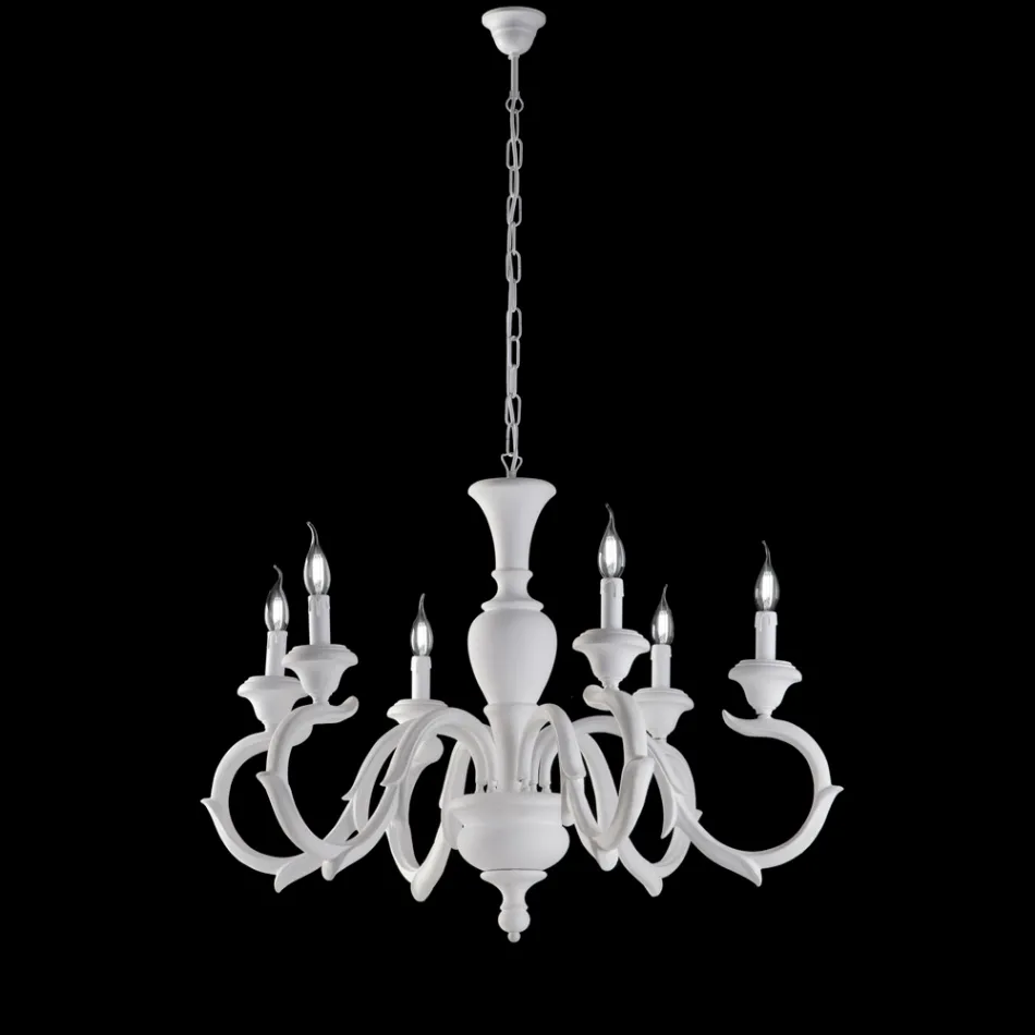 Houten kroonluchter, gemaakt in Italië, voor interieurdecoratie - Florence Viadurini