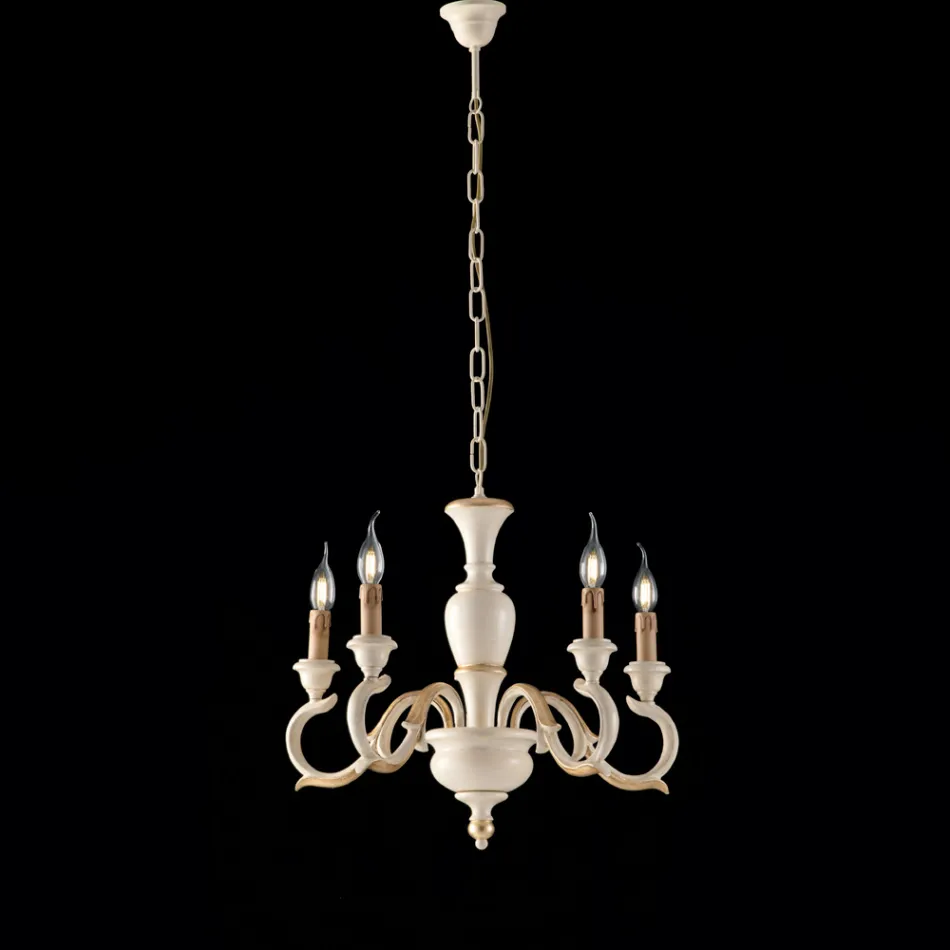 Houten kroonluchter, gemaakt in Italië, voor interieurdecoratie - Florence Viadurini