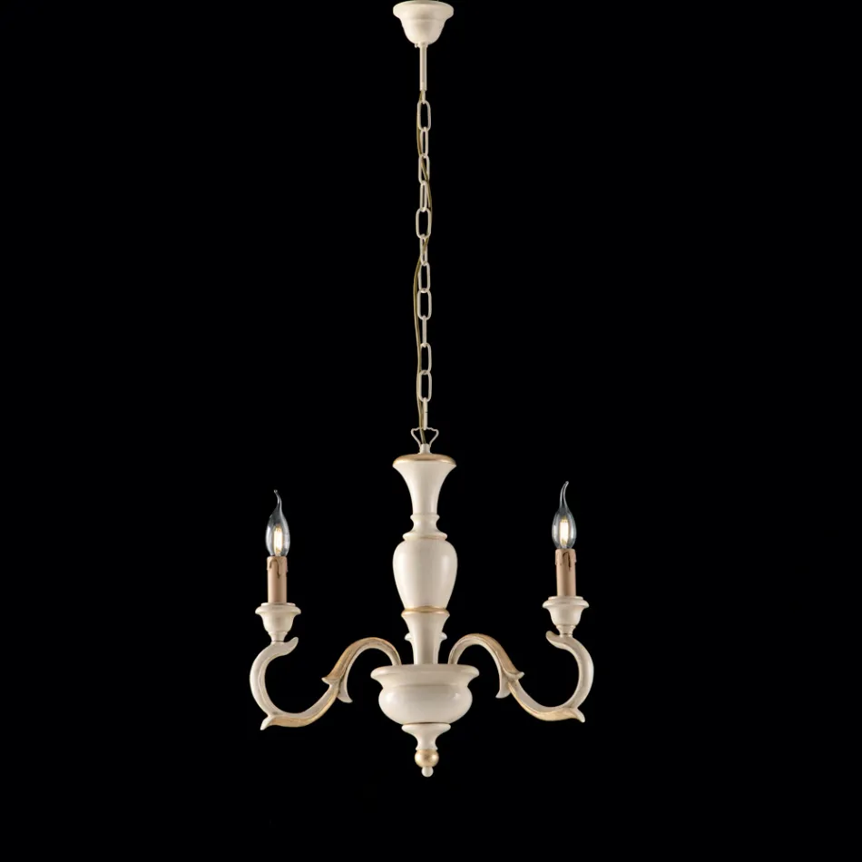 Houten kroonluchter, gemaakt in Italië, voor interieurdecoratie - Florence Viadurini