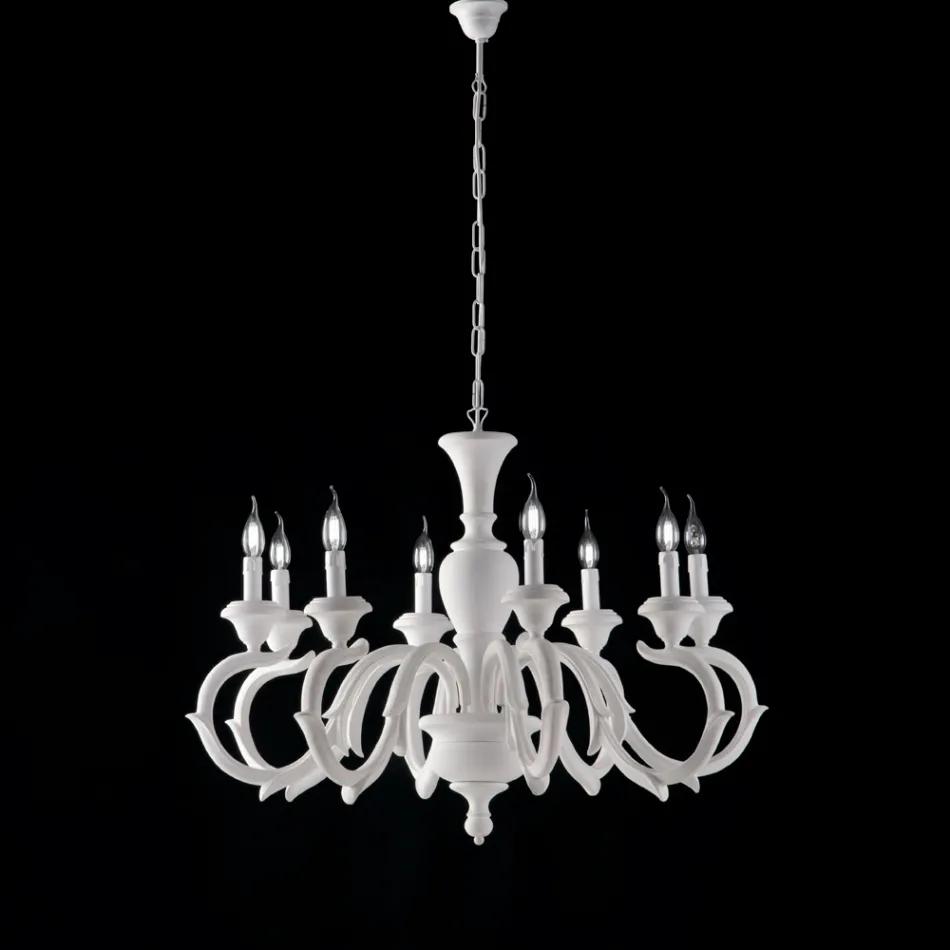 Houten kroonluchter, gemaakt in Italië, voor interieurdecoratie - Florence Viadurini