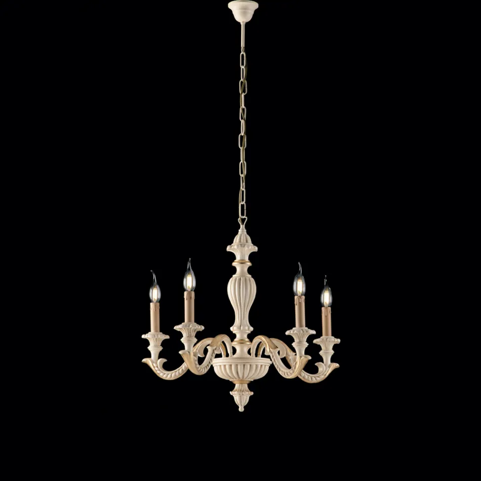 Houten kroonluchter, gemaakt in Italië, voor interieurdecoratie - Milaan Viadurini