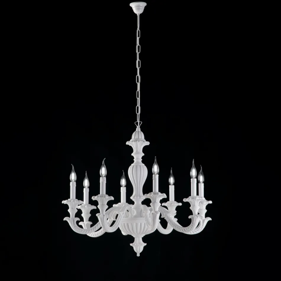 Houten kroonluchter, gemaakt in Italië, voor interieurdecoratie - Milaan Viadurini