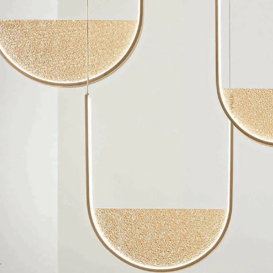 Metalen kroonluchter met verwijderbaar inzetstuk in gegranuleerd glas - Catalpa Viadurini