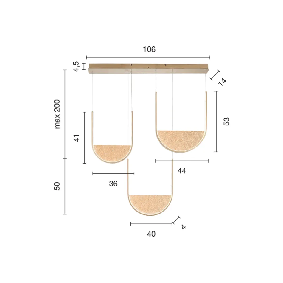 Metalen kroonluchter met verwijderbaar inzetstuk in gegranuleerd glas - Catalpa Viadurini