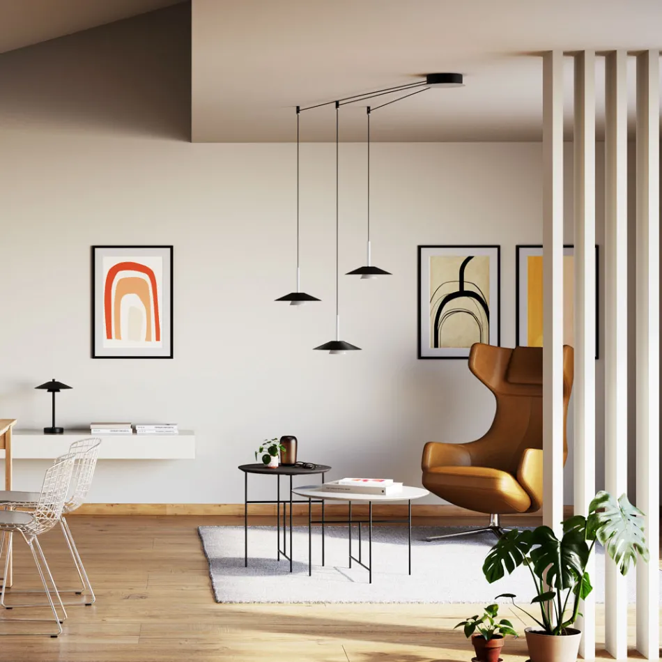 Metalen kroonluchter met verschillende afwerkingen, gemaakt in Italië - Mira Viadurini