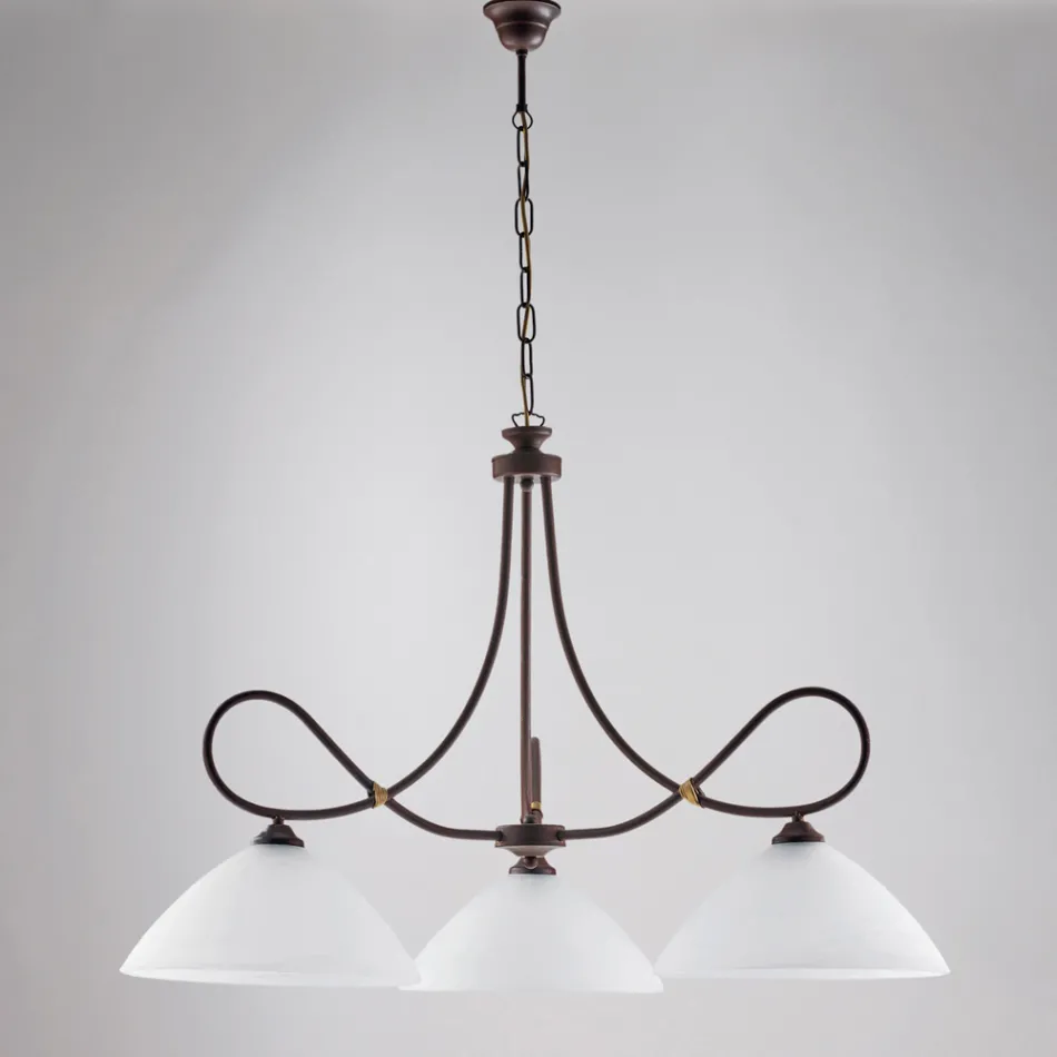 Een kroonluchter van metaal en wit keramiek om uw interieur te verfraaien – Eclisse Viadurini