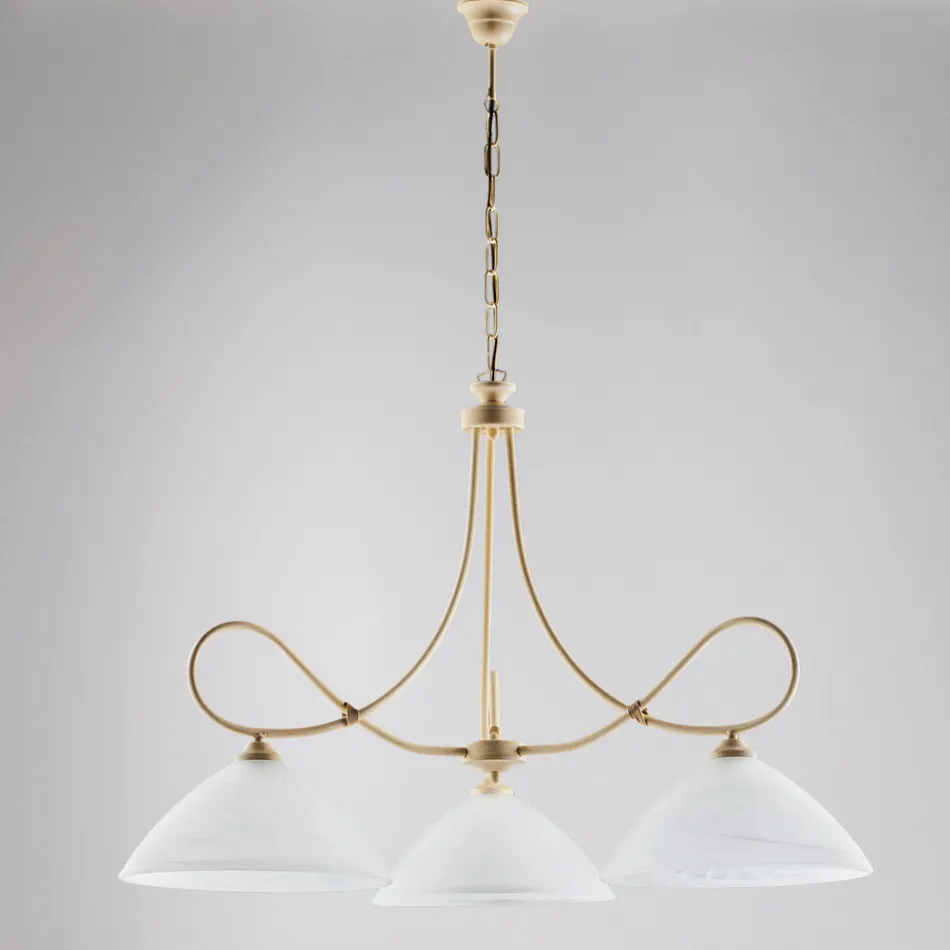 Een kroonluchter van metaal en wit keramiek om uw interieur te verfraaien – Eclisse Viadurini