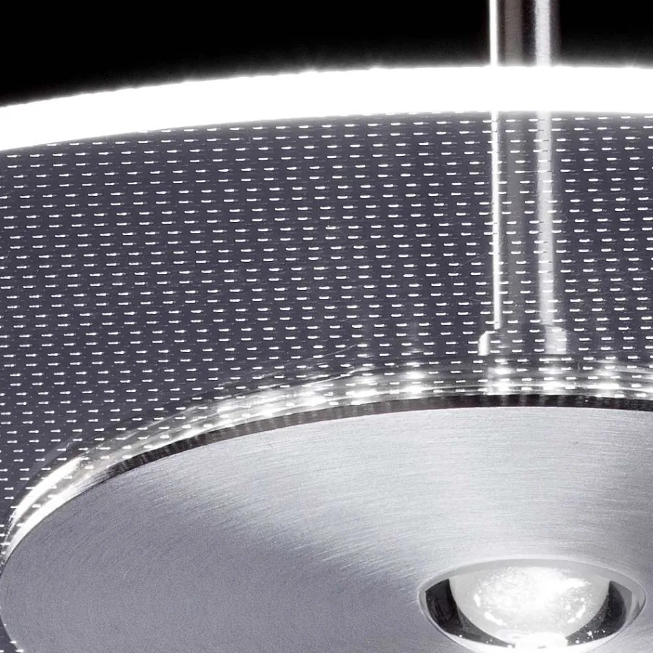 Metalen kroonluchter met micro-gestippelde plexiglas diffuser - Nora Viadurini