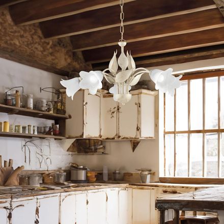 Kroonluchter van metaal en glas voor een verfijnde uitstraling – Sirio Viadurini