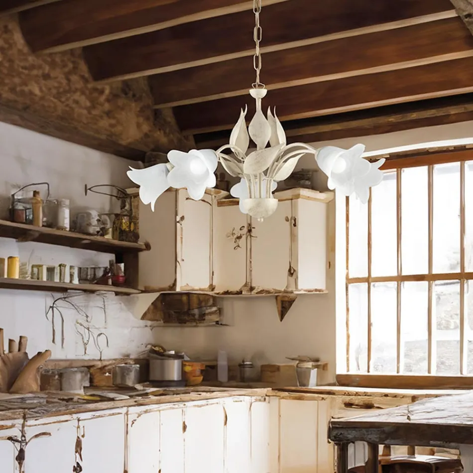 Kroonluchter van metaal en glas voor een verfijnde uitstraling – Sirio Viadurini