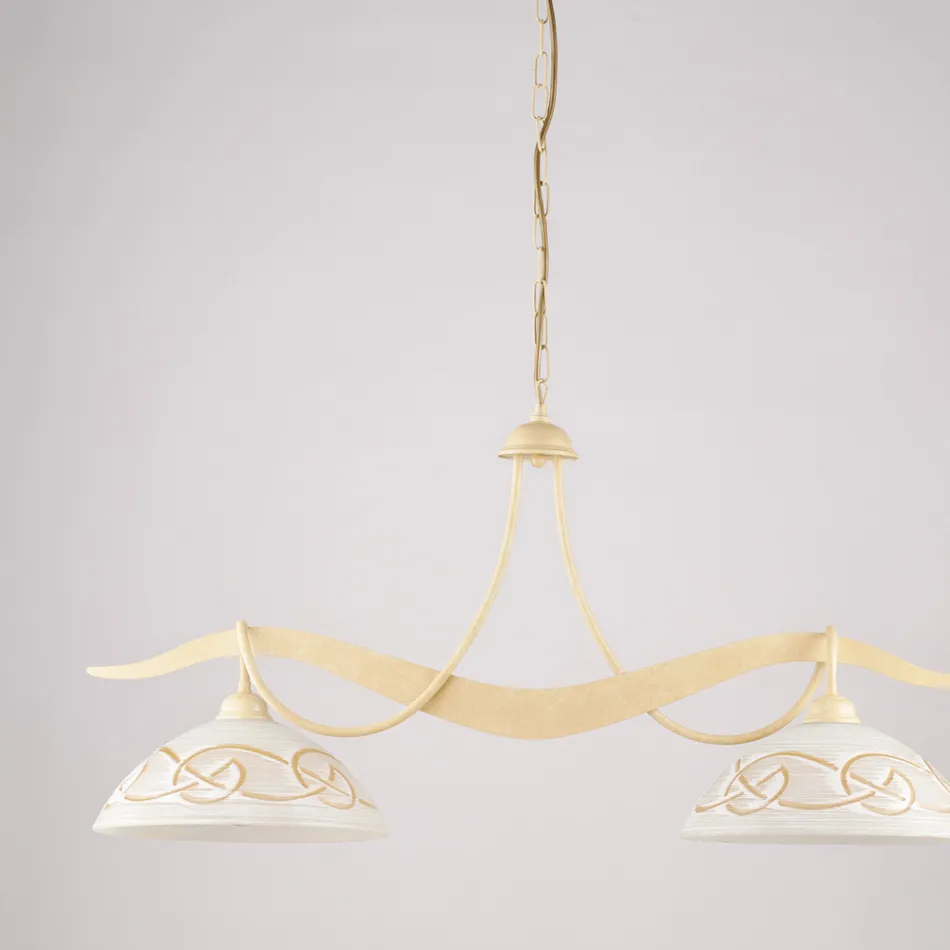 2-lichts glazen en metalen kroonluchter voor binnenverlichting - Musca Viadurini