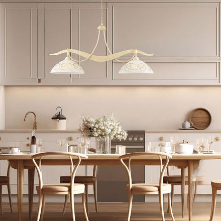 2-lichts glazen en metalen kroonluchter voor binnenverlichting - Musca Viadurini