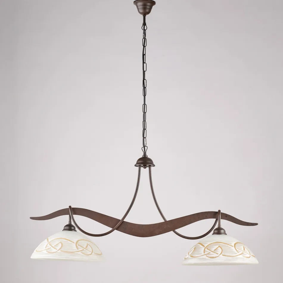 2-lichts glazen en metalen kroonluchter voor binnenverlichting - Musca Viadurini