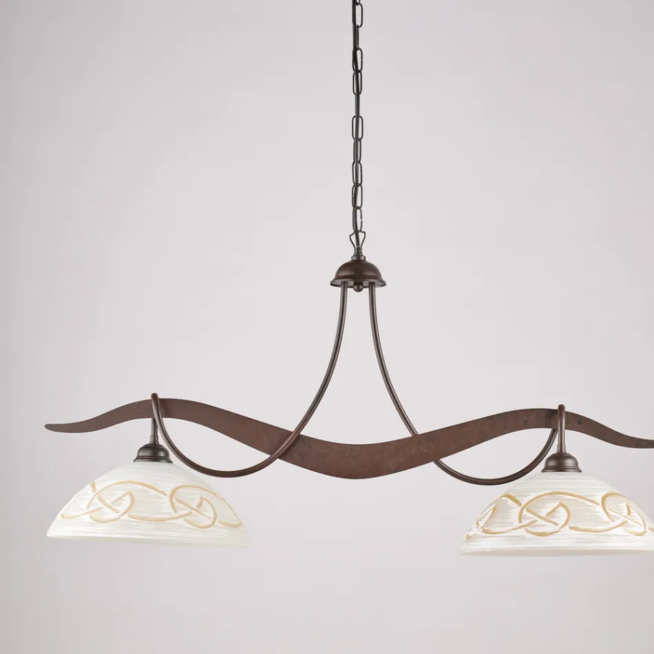 2-lichts glazen en metalen kroonluchter voor binnenverlichting - Musca Viadurini