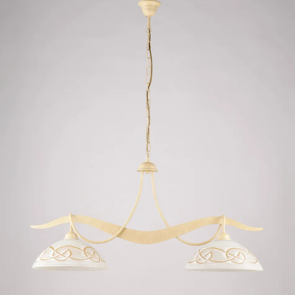 2-lichts glazen en metalen kroonluchter voor binnenverlichting - Musca Viadurini