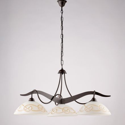 3-lichts glazen en metalen kroonluchter voor binnenverlichting - Musca Viadurini