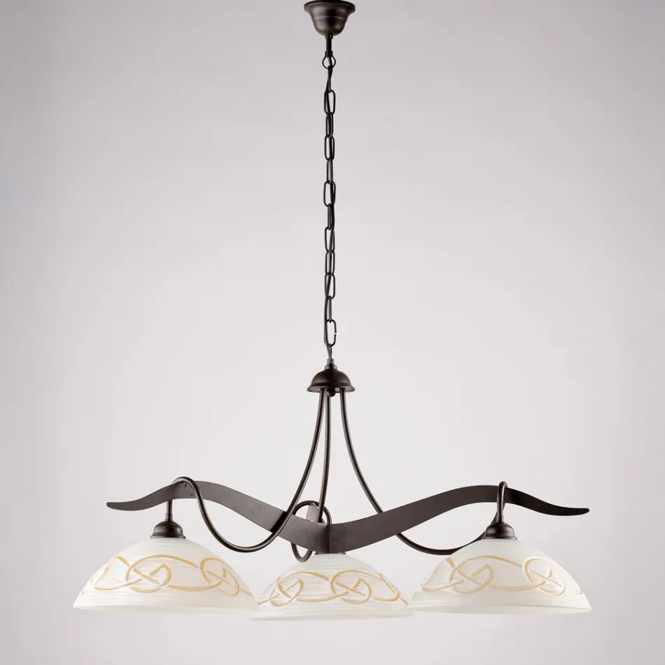 3-lichts glazen en metalen kroonluchter voor binnenverlichting - Musca Viadurini