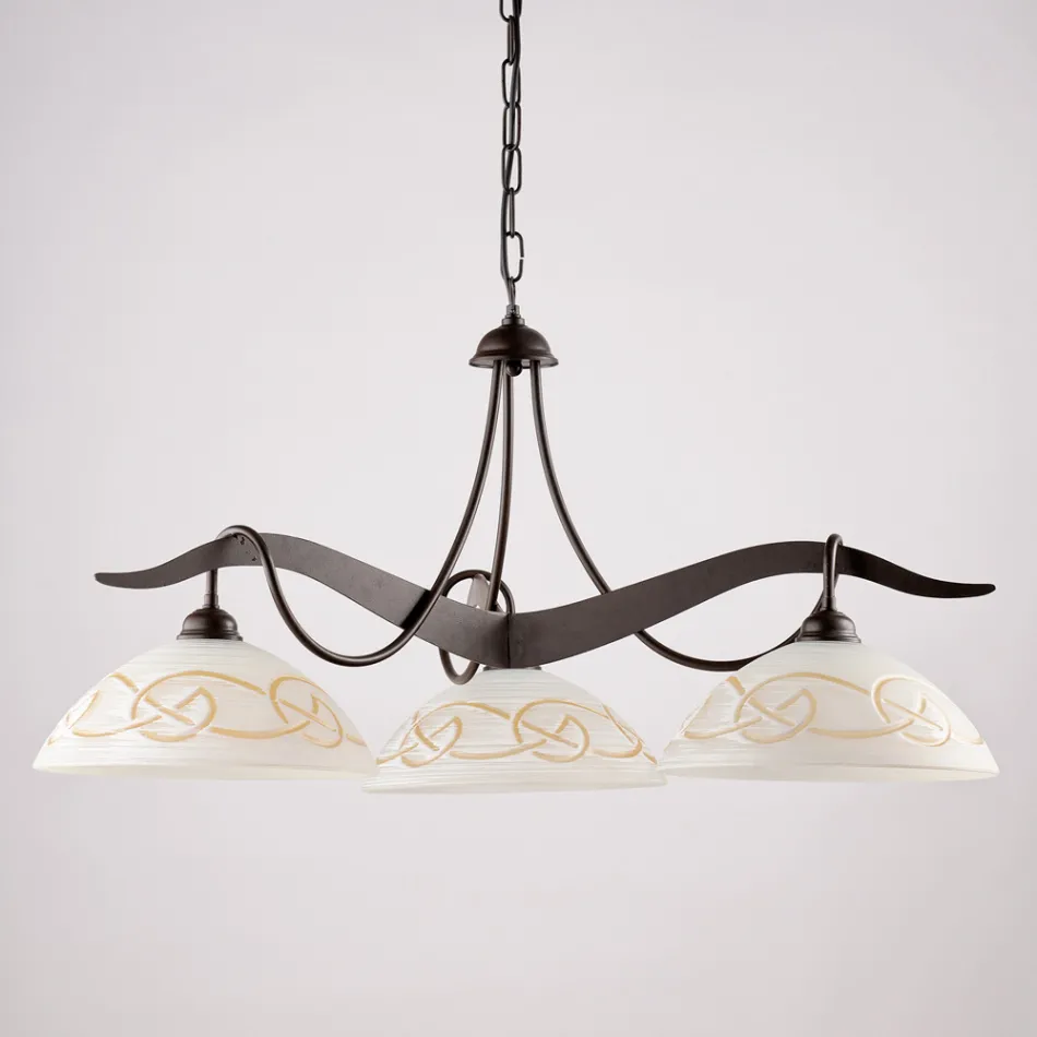 3-lichts glazen en metalen kroonluchter voor binnenverlichting - Musca Viadurini