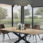 Kroonluchter in metallic goud metaal en 4 witte glazen bollen - Venetië Viadurini