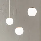 Goudgelakte metalen kroonluchter met 3 LED's en optioneel glas - Beuken Viadurini