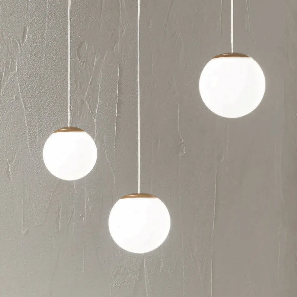 Goudgelakte metalen kroonluchter met 3 LED's en optioneel glas - Beuken Viadurini