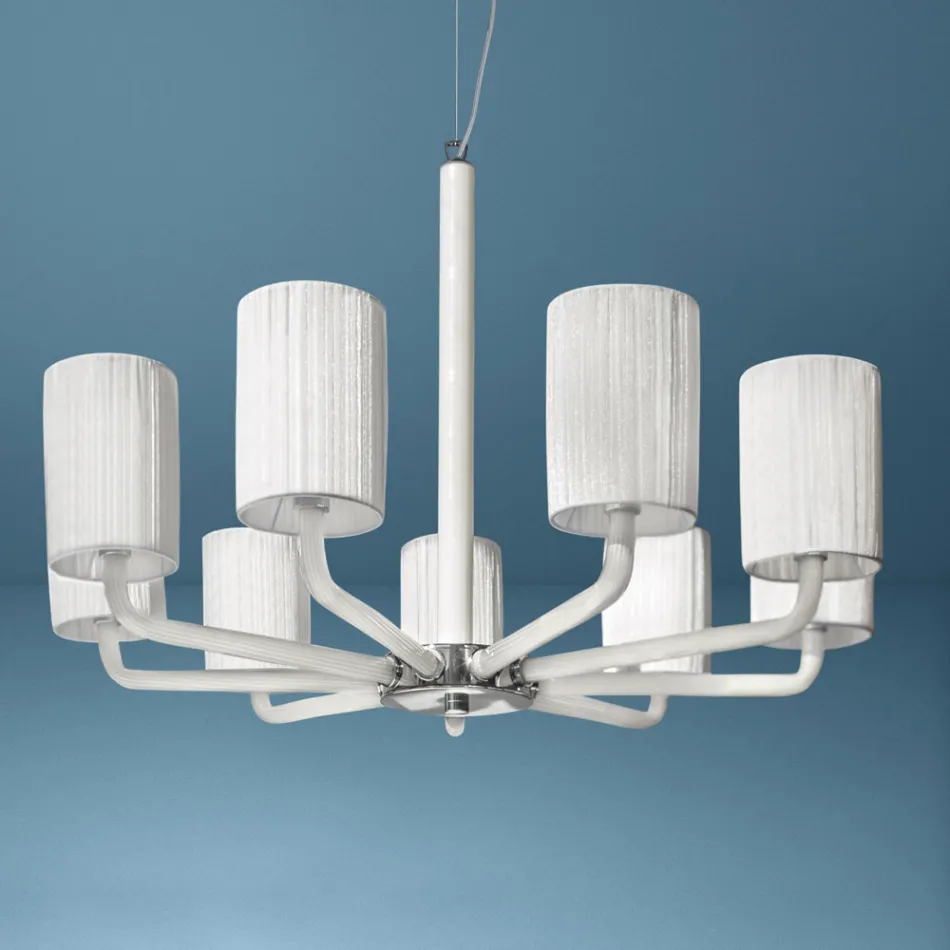 Kroonluchter van glas en metaal uit Venetië, handgemaakt in Italië - Graham Viadurini