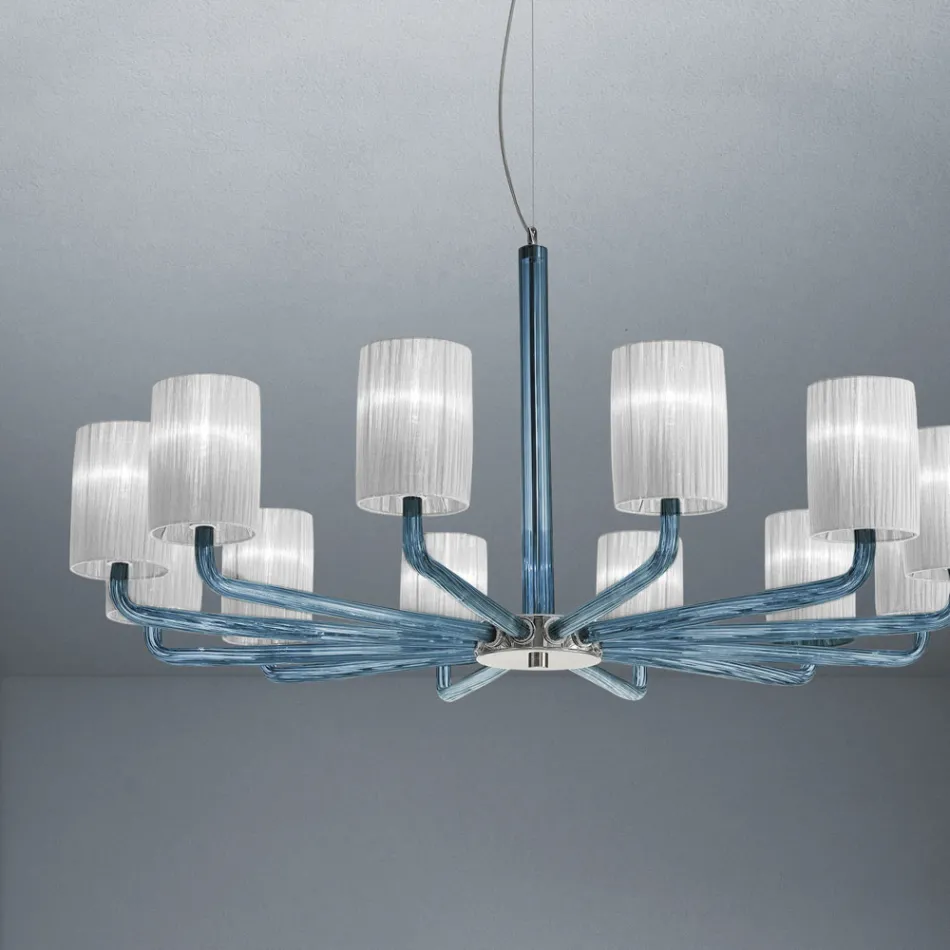 Kroonluchter van glas en metaal uit Venetië, handgemaakt in Italië - Graham Viadurini