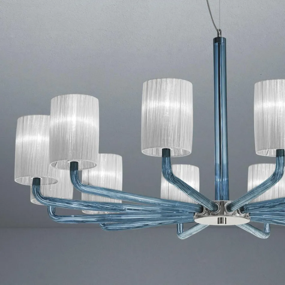 Kroonluchter van glas en metaal uit Venetië, handgemaakt in Italië - Graham Viadurini