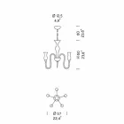 5-lichts Venetiaanse glazen kroonluchter handgemaakt in Italië - Vittoria Viadurini