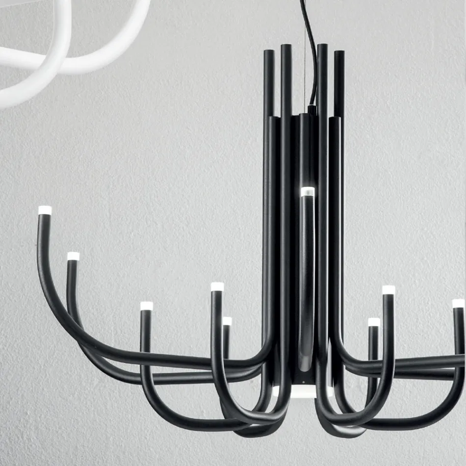 13 lichts LED kroonluchter in wit, zwart of goud gelakt metaal - Schorpioen Viadurini