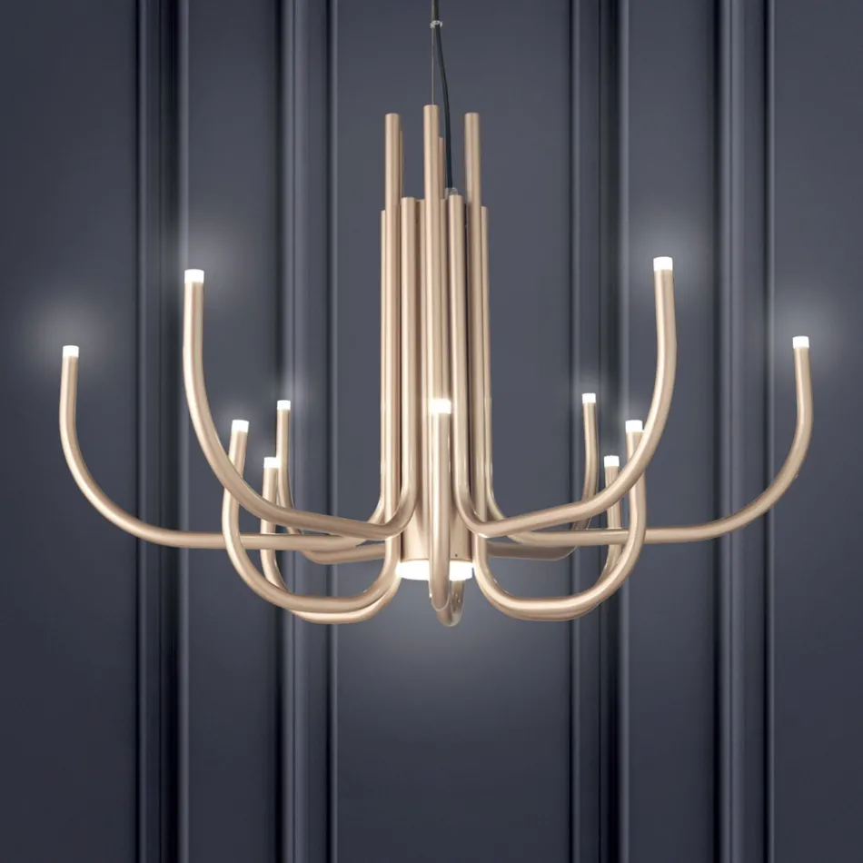 13 lichts LED kroonluchter in wit, zwart of goud gelakt metaal - Schorpioen Viadurini