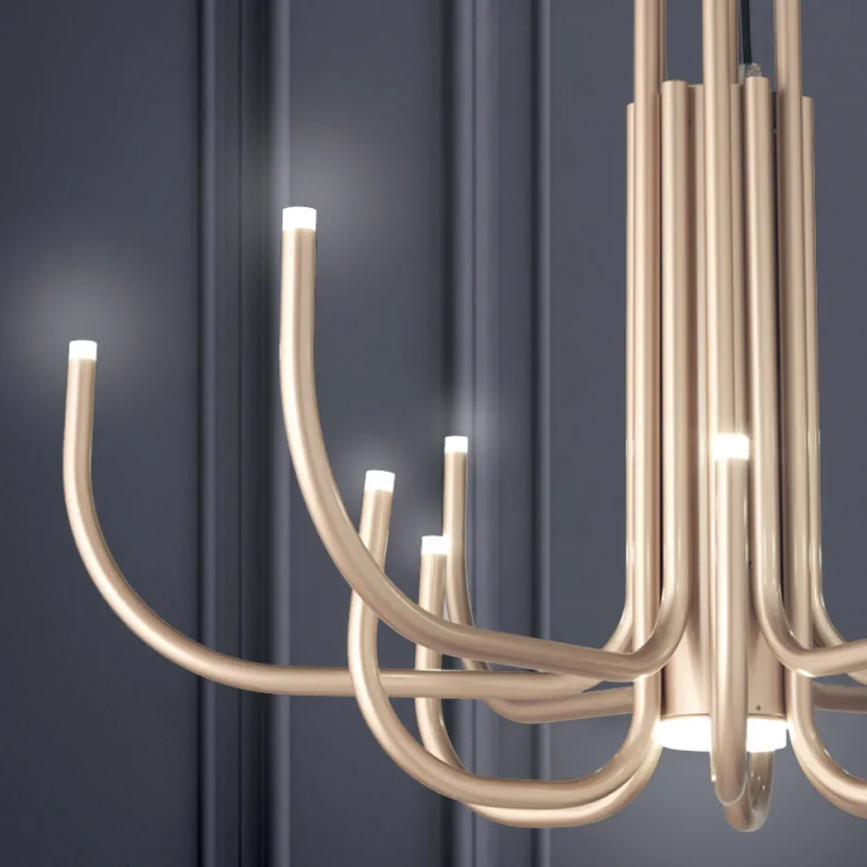 13 lichts LED kroonluchter in wit, zwart of goud gelakt metaal - Schorpioen Viadurini