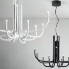 13 lichts LED kroonluchter in wit, zwart of goud gelakt metaal - Schorpioen Viadurini