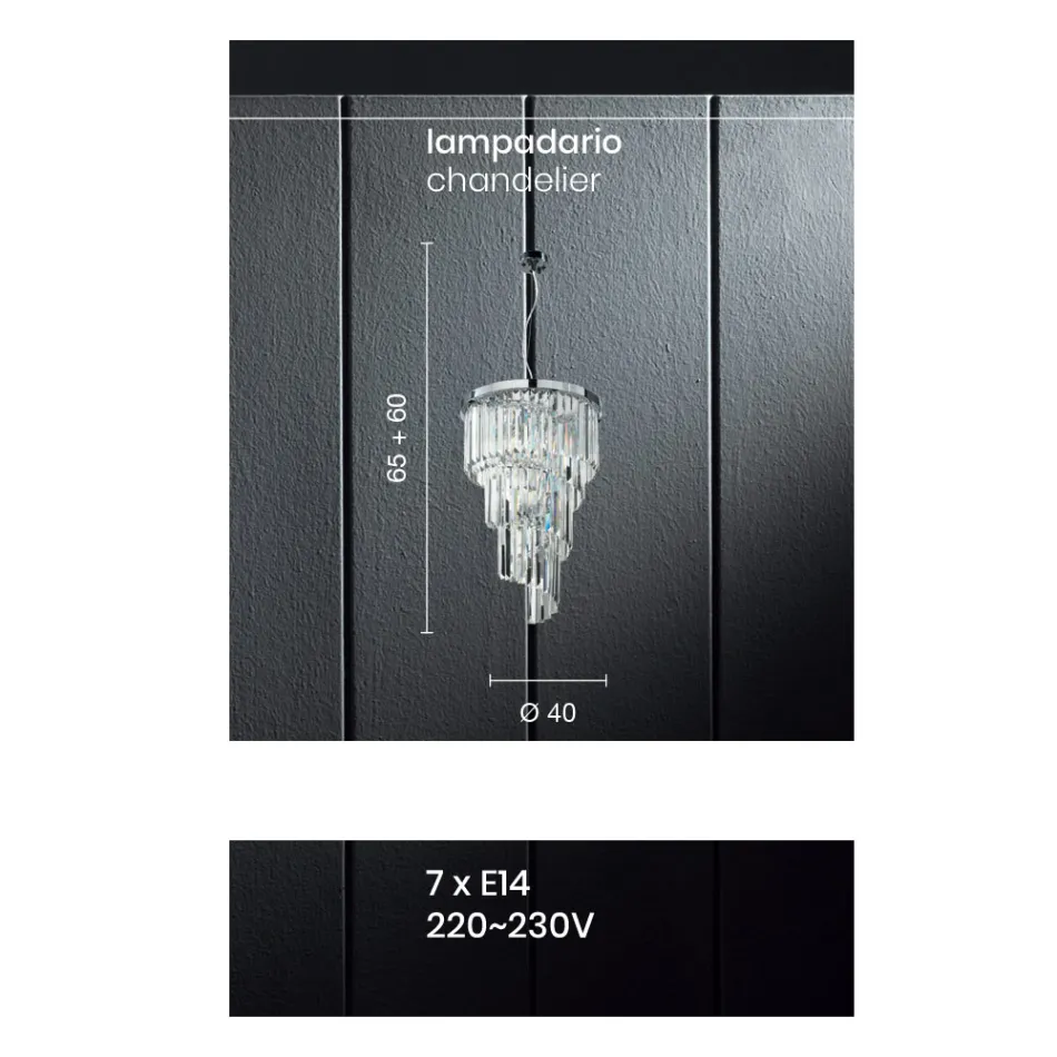 Klassieke luxe kroonluchter in verchroomd metaal en geslepen kristal - Lambert Viadurini