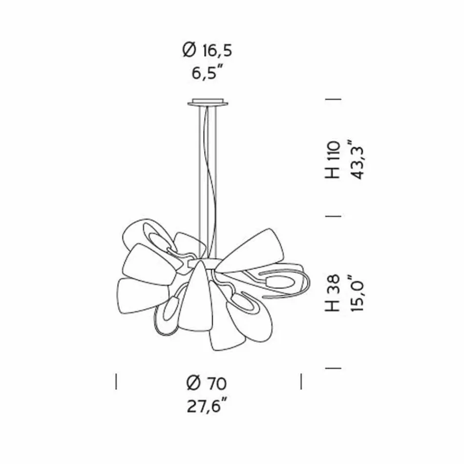 Moderne kroonluchter met 12 lampjes in Venetië-glas, gemaakt in Italië - Diamonique Viadurini