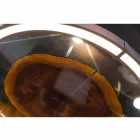 Moderne kroonluchter van staal en glas met houten inzetstuk Made in Italy - Seoul Viadurini