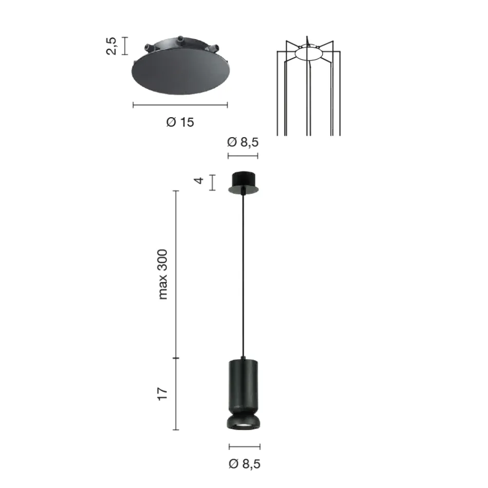 Moderne kroonluchter van gepoedercoat aluminium en verstelbare kabel - Buxus Viadurini