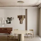 Velis - Elegant vormgegeven moderne kroonluchter van gefuseerd glas, gemaakt in Italië. Viadurini