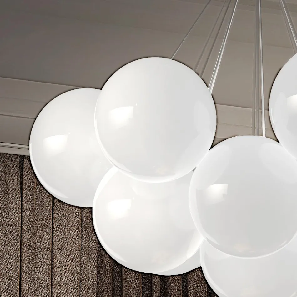 Moderne handgeblazen Venetiaanse glazen kroonluchter - Sneeuw Viadurini